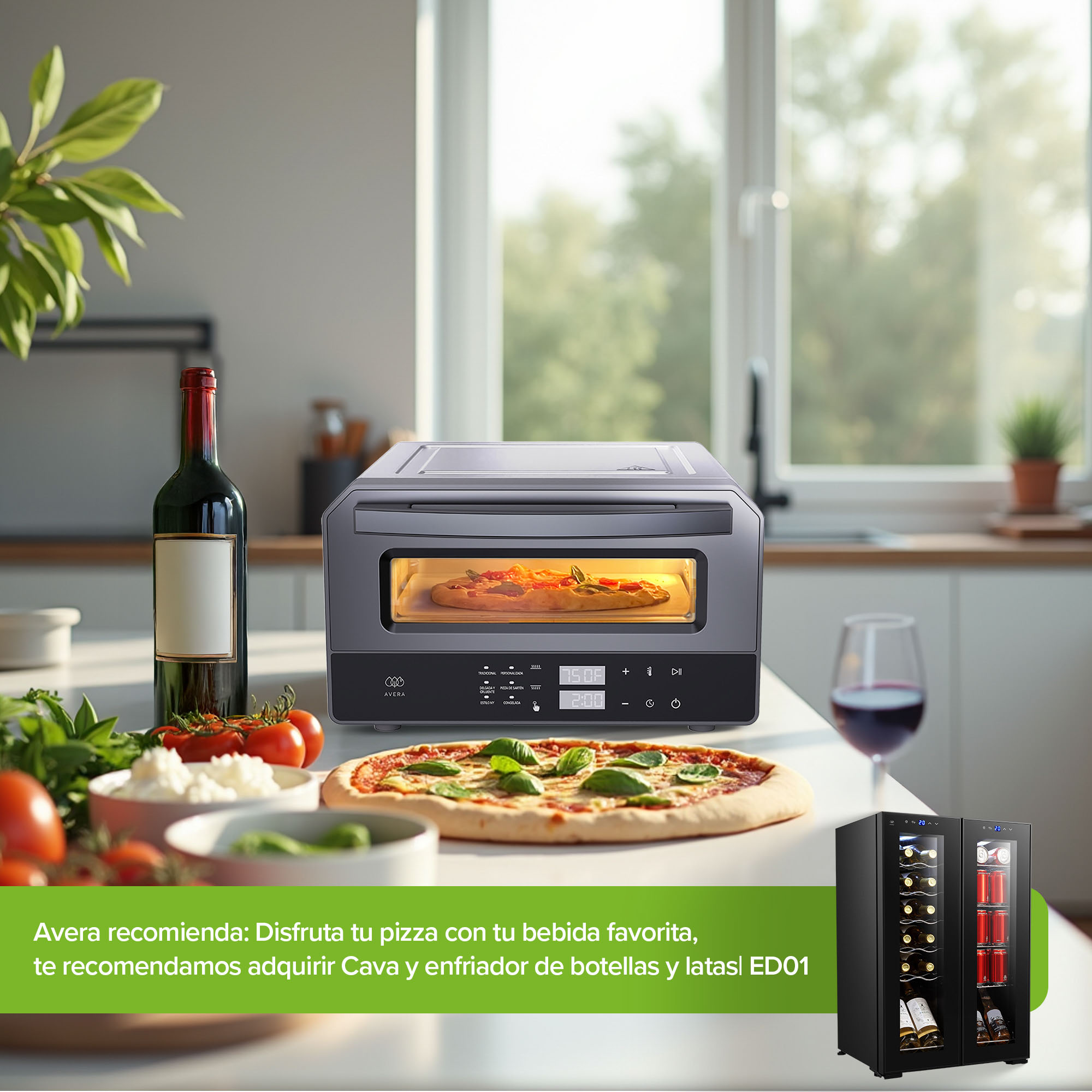 Foto 8 | Horno Eléctrico Para Pizza de 12 pulgadas hasta 400°C con 6 funciones