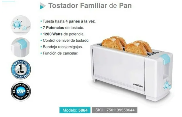 Foto 5 pulgar | Tostador American Xl 5864 4 Rebanadas Blanco