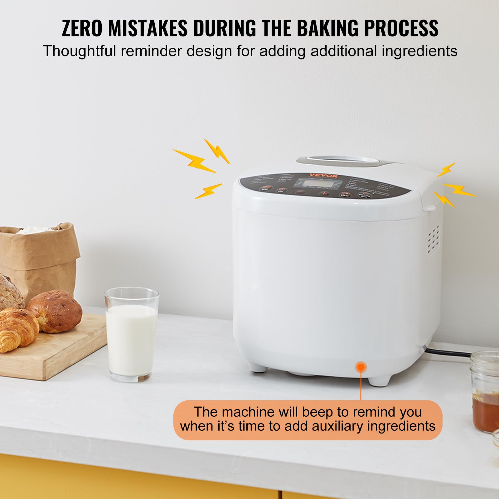 Foto 6 | Sartén De Cerámica Antiadherente Bread Maker Vevor, 19 En 1, 2 Libras - Venta Internacional.