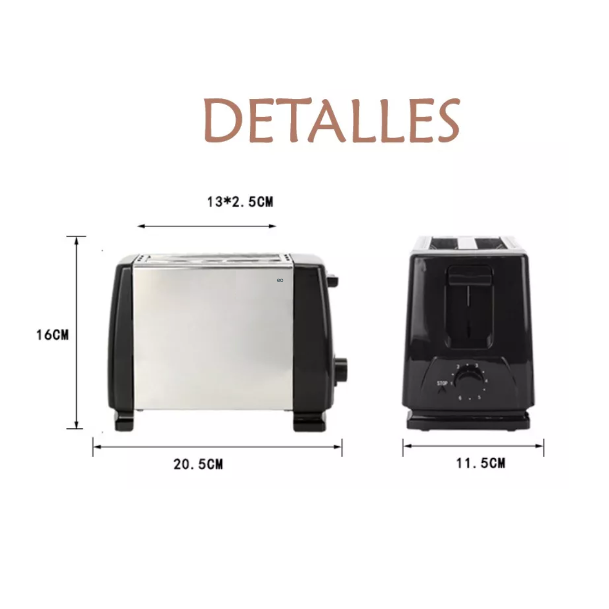 Foto 4 pulgar | Tostadora 650w 2 Rebanadas Extra Ancha 6 Ajustes De Temperatura Eo Safe Imports Esi-19207 Plata