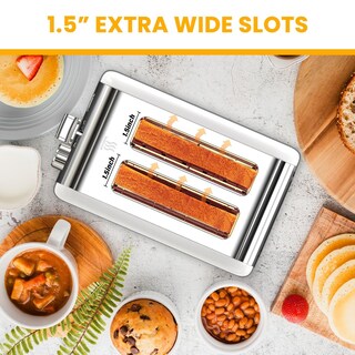 Foto 4 | Toaster Simple Deluxe Para 2 Rebanadas Y 6 Niveles De Dorado, Color Blanco - Venta Internacional.