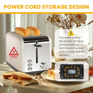 Foto 5 | Toaster Simple Deluxe Para 2 Rebanadas Y 6 Niveles De Dorado, Color Blanco - Venta Internacional.