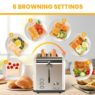 Foto 6 | Toaster Simple Deluxe Para 2 Rebanadas Y 6 Niveles De Dorado, Color Blanco - Venta Internacional.