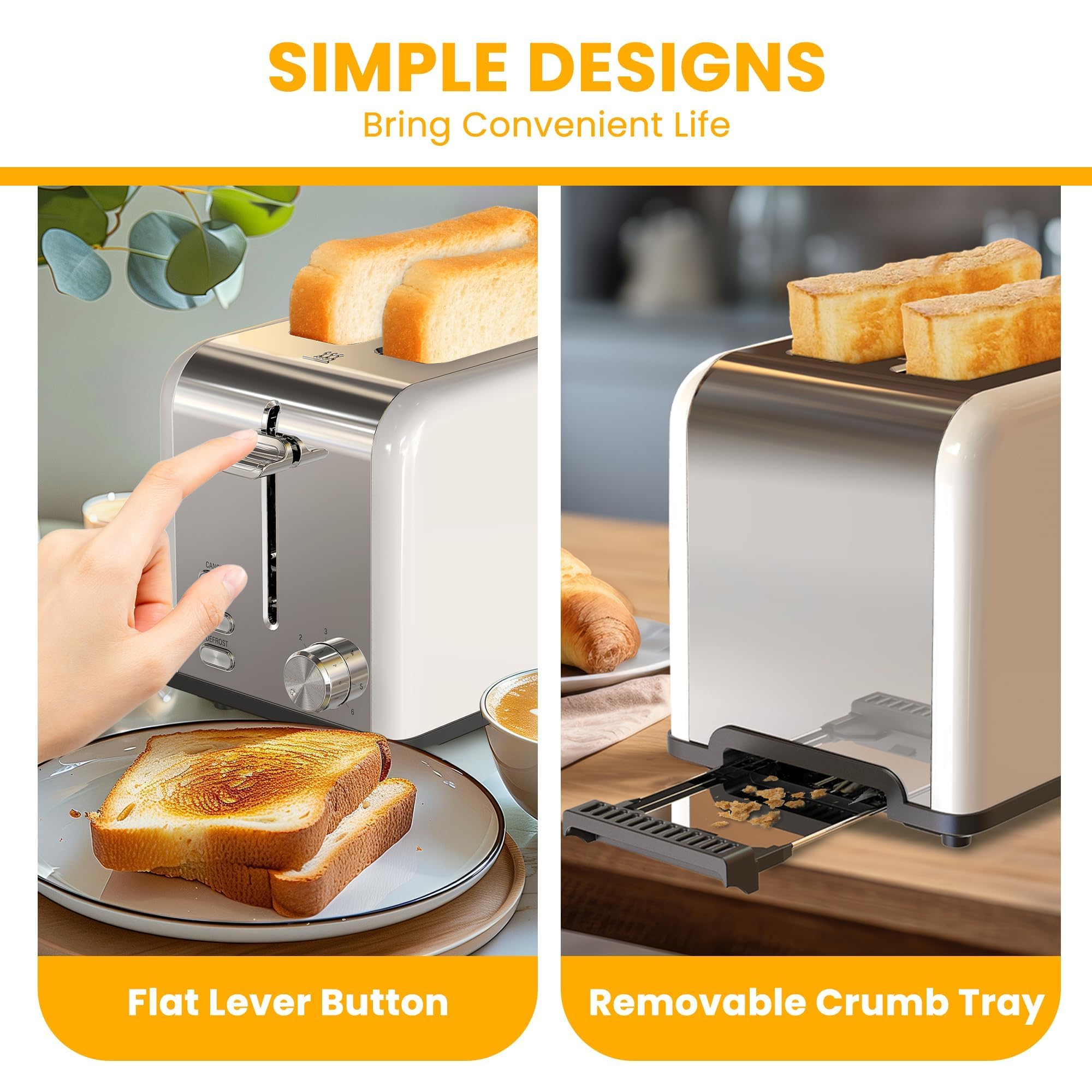 Foto 8 pulgar | Toaster Simple Deluxe Para 2 Rebanadas Y 6 Niveles De Dorado, Color Blanco - Venta Internacional.