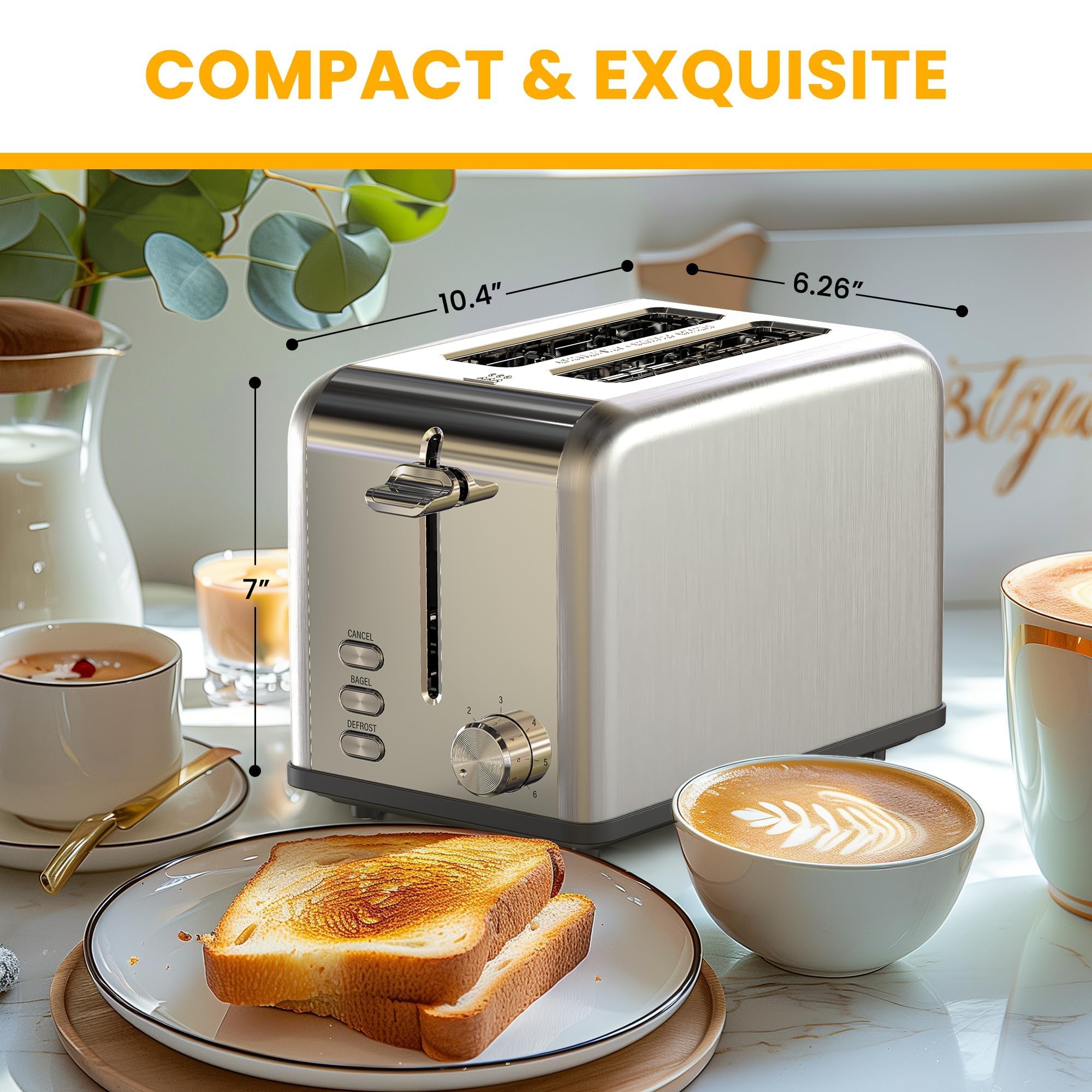 Foto 2 | Toaster Simple Deluxe Para 2 Rebanadas Y 6 Niveles De Dorado, Color Plateado - Venta Internacional.