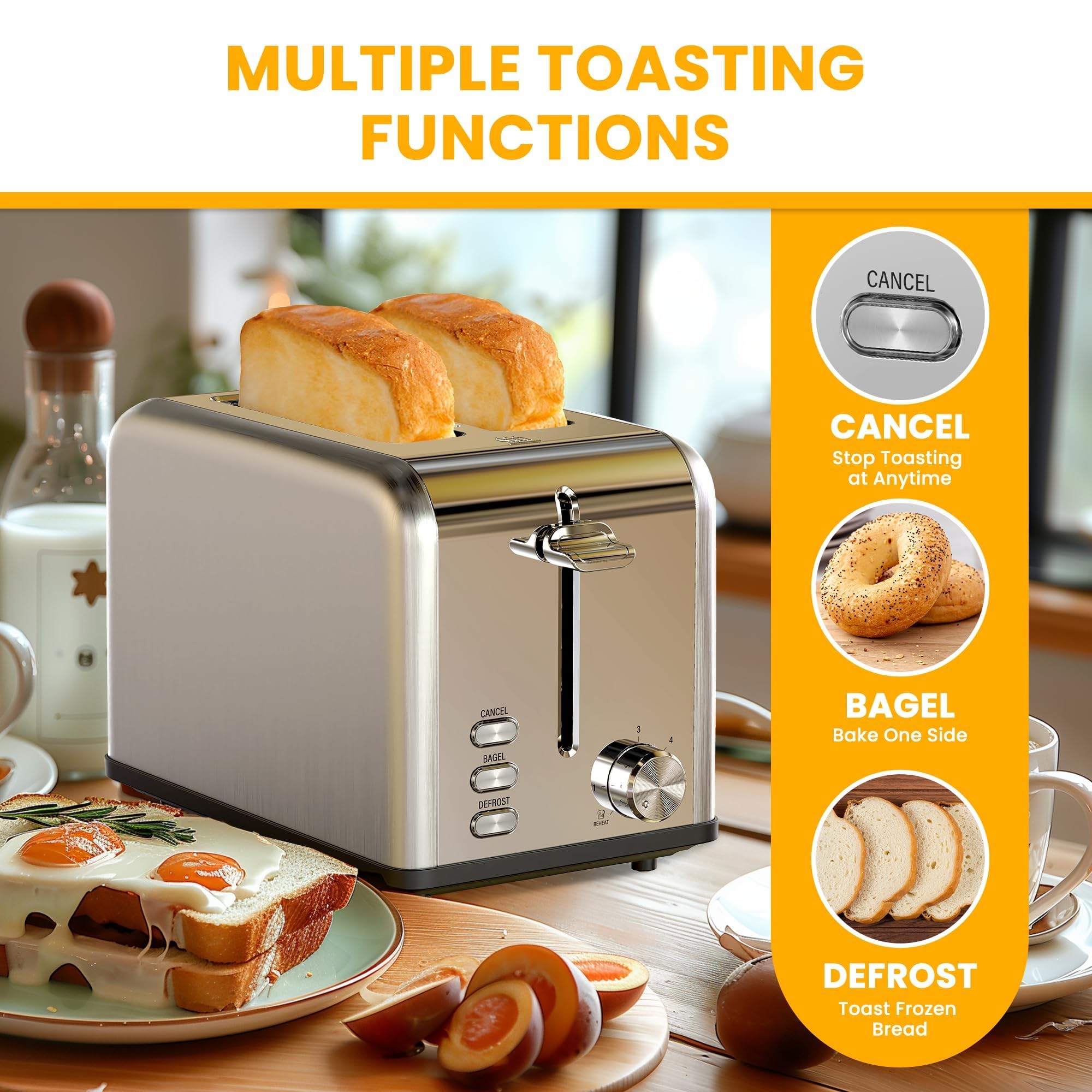 Foto 4 pulgar | Toaster Simple Deluxe Para 2 Rebanadas Y 6 Niveles De Dorado, Color Plateado - Venta Internacional.