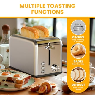 Foto 3 | Toaster Simple Deluxe Para 2 Rebanadas Y 6 Niveles De Dorado, Color Plateado - Venta Internacional.