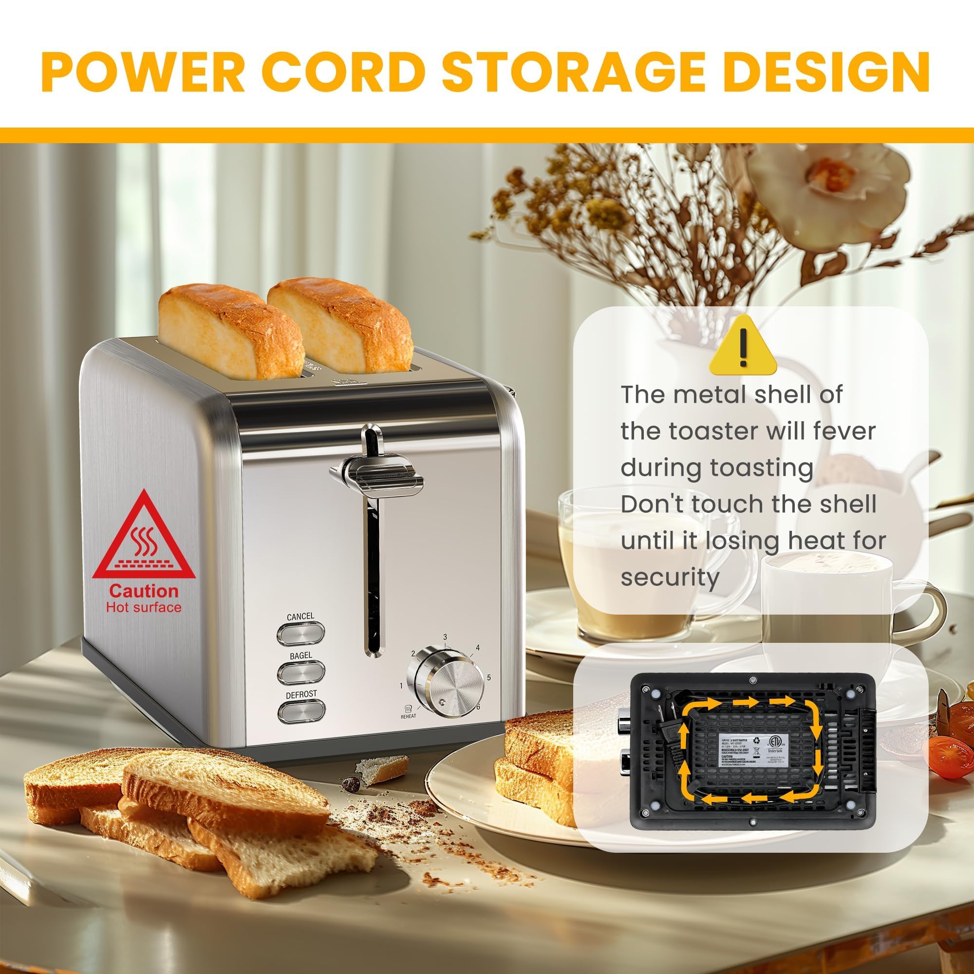 Foto 6 pulgar | Toaster Simple Deluxe Para 2 Rebanadas Y 6 Niveles De Dorado, Color Plateado - Venta Internacional.
