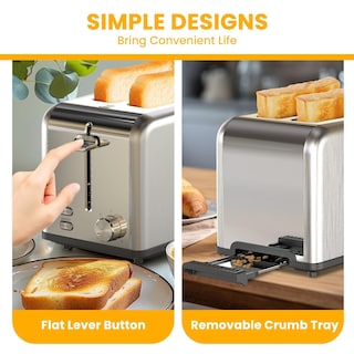 Foto 7 | Toaster Simple Deluxe Para 2 Rebanadas Y 6 Niveles De Dorado, Color Plateado - Venta Internacional.