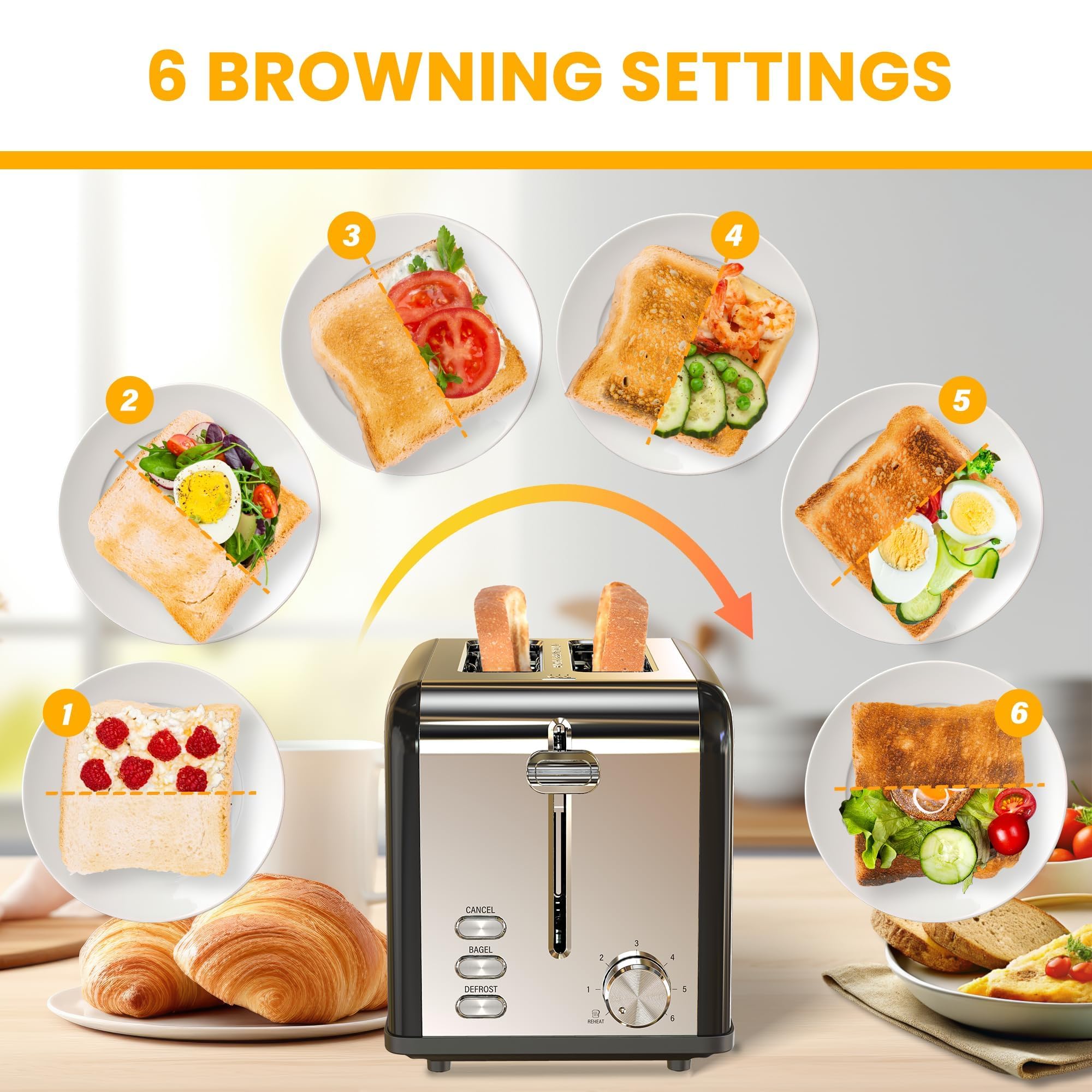 Foto 7 pulgar | Toaster Simple Deluxe Para 2 Rebanadas Y 6 Unidades Para Dorar, Acero Inoxidable S - Venta Internacional.