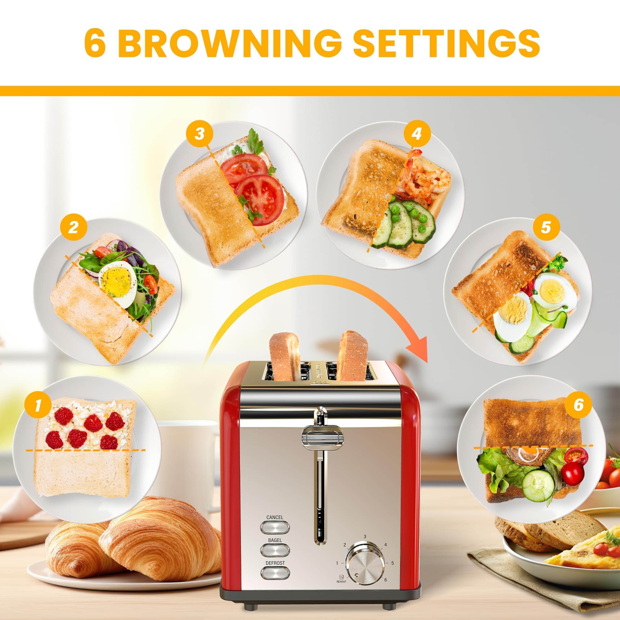 Foto 7 pulgar | Toaster Simple Deluxe Para 2 Rebanadas Y 6 Unidades Para Dorar, Acero Inoxidable S - Venta Internacional.