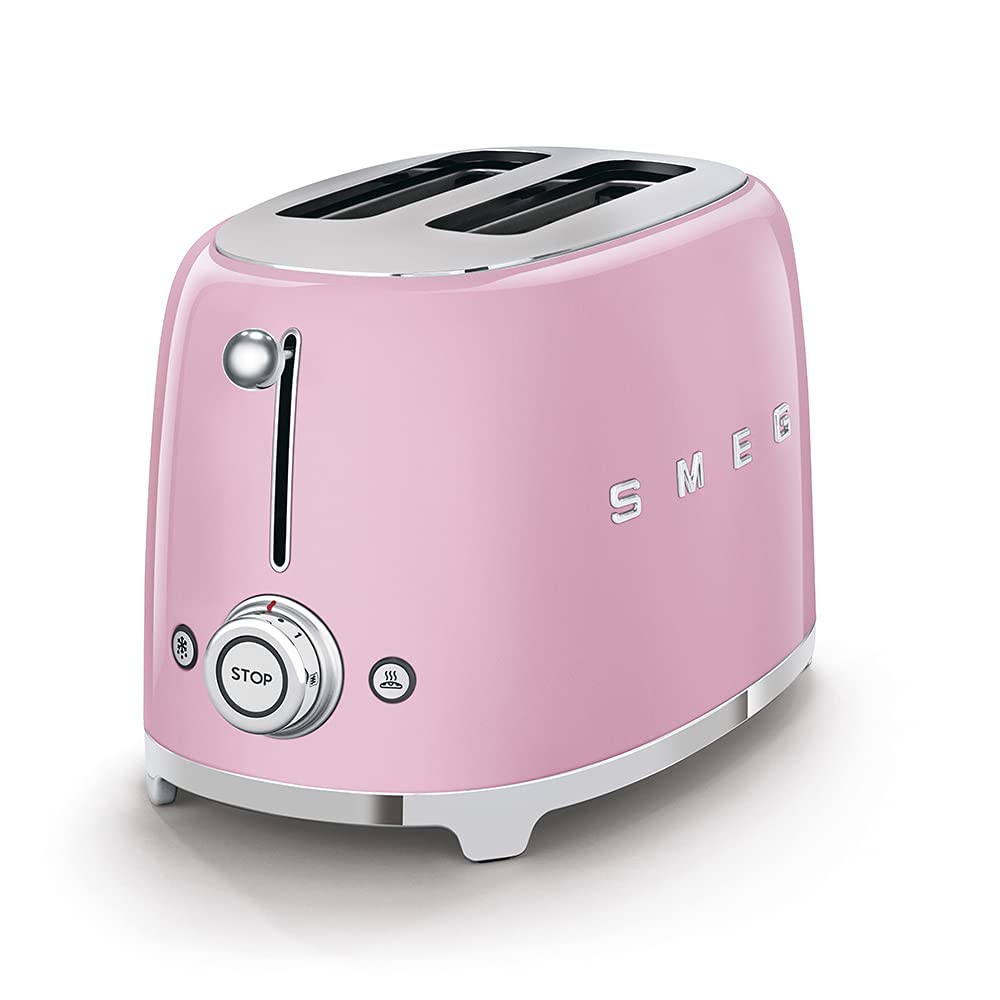 Tostadora Smeg De 2 Rebanadas Con 6 Preajustes Y Función De Descongelación, Color Rosa - Venta Internacional.