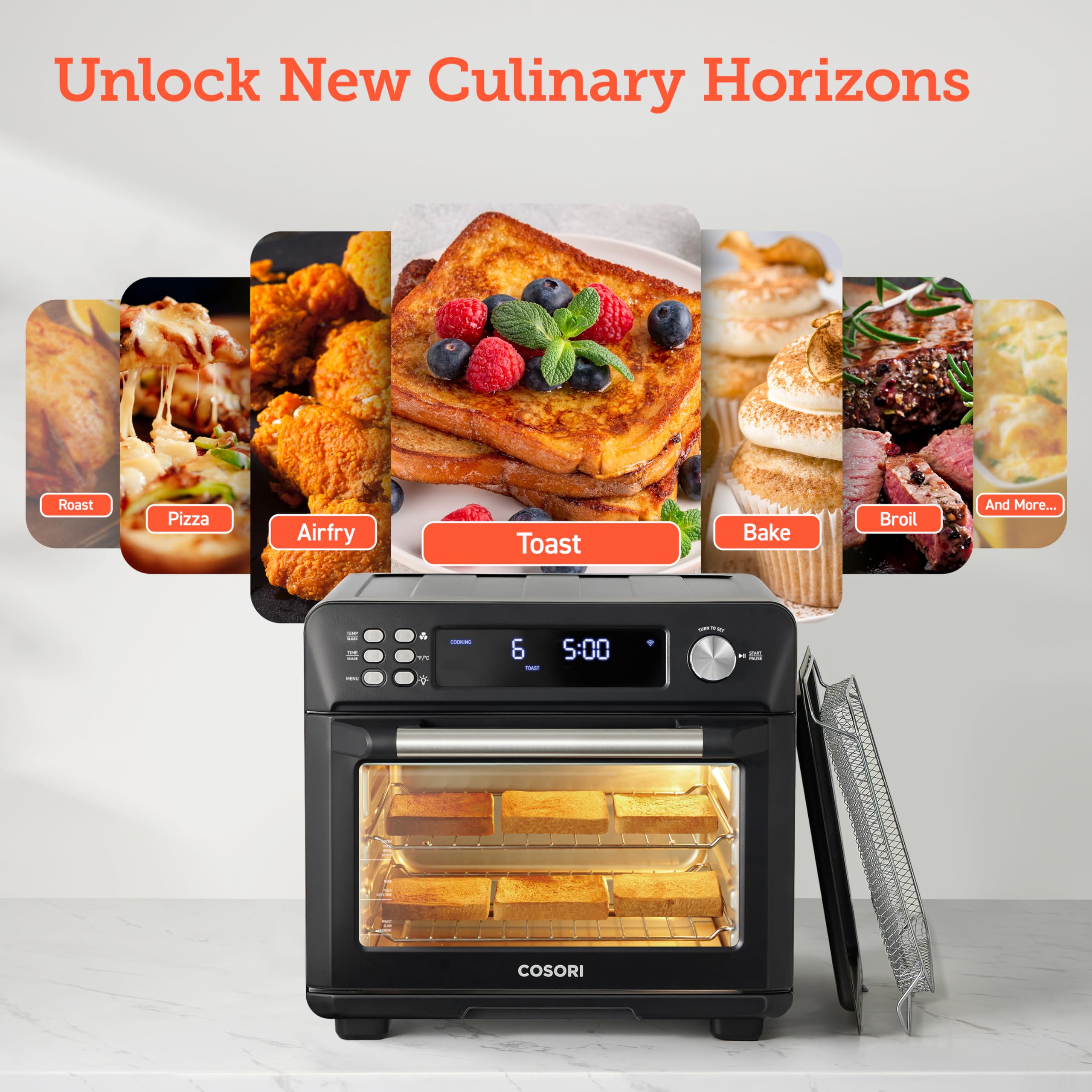 Foto 6 pulgar | Horno Tostador Air Fryer Cosori Smart 11 En 1 26 L Negro - Venta Internacional.