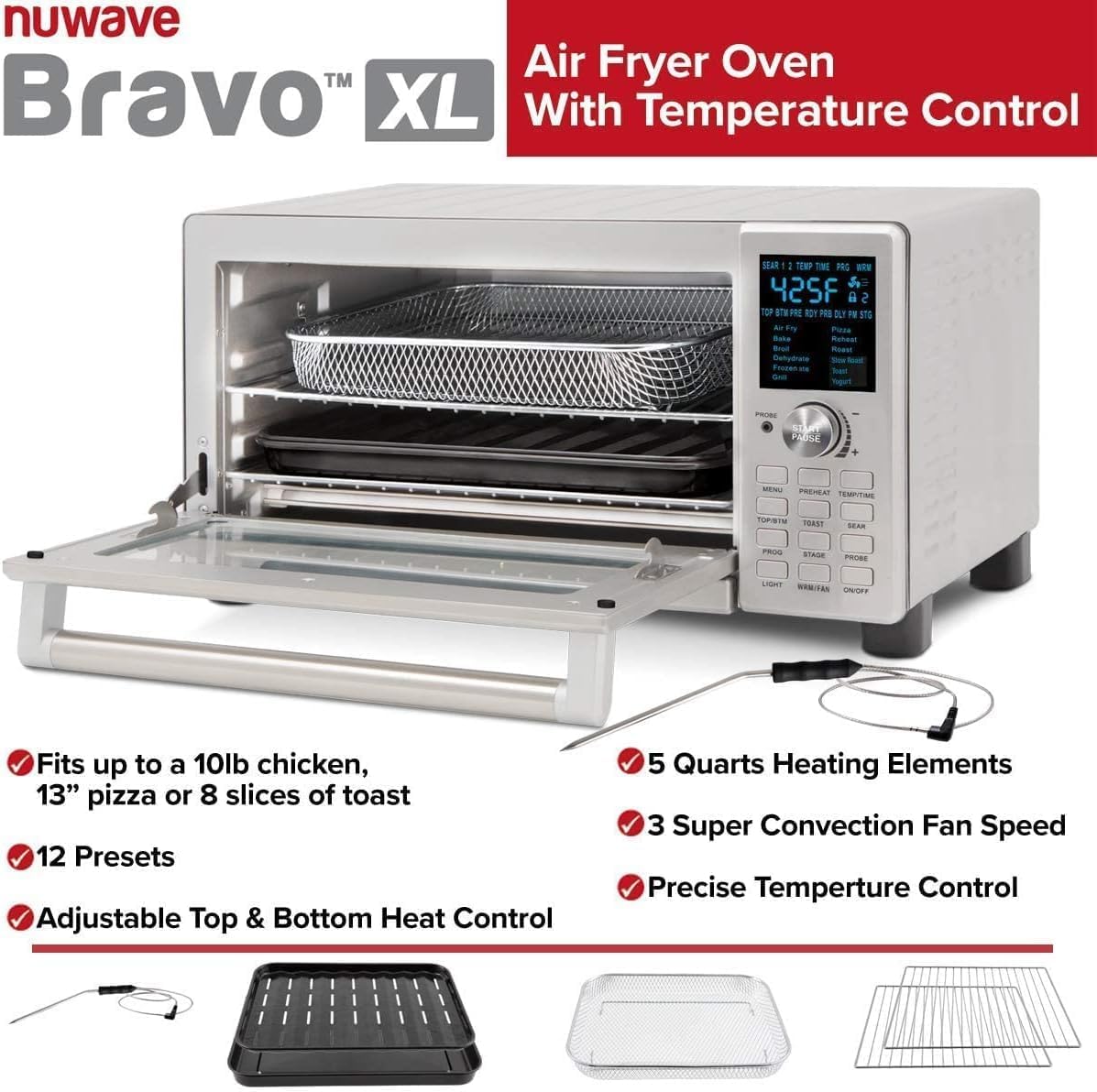 Foto 7 pulgar | Air Fryer Tostadora Horno Inteligente Nuwave Bravo 30l 12 En 1 - Venta Internacional.