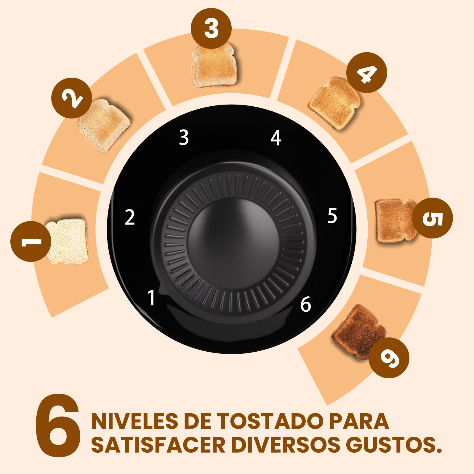 Foto 4 pulgar | Tostadora 650w 2 Rebanadas 6 Niveles De Tostado Negra