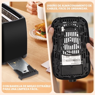 Foto 4 | Tostadora 650w 2 Rebanadas 6 Niveles De Tostado Negra