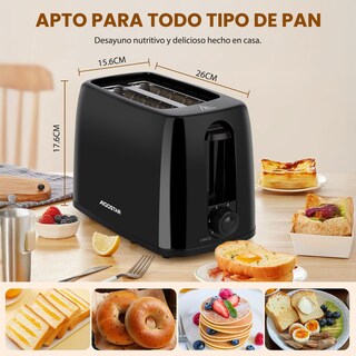 Foto 7 | Tostadora 650w 2 Rebanadas 6 Niveles De Tostado Negra