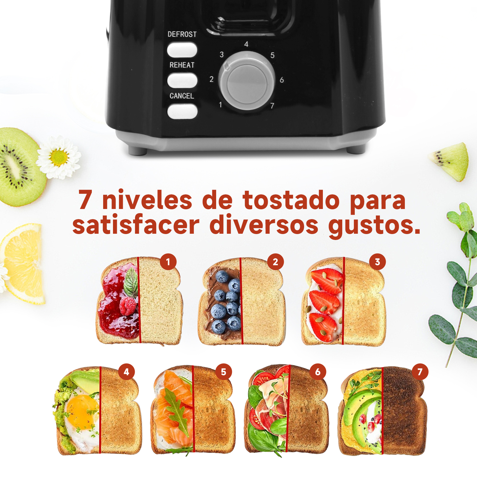 Foto 4 pulgar | Tostadora 750w 2 Rebanadas 7 Niveles De Tostado Negra