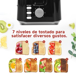 Foto 3 | Tostadora 750w 2 Rebanadas 7 Niveles De Tostado Negra