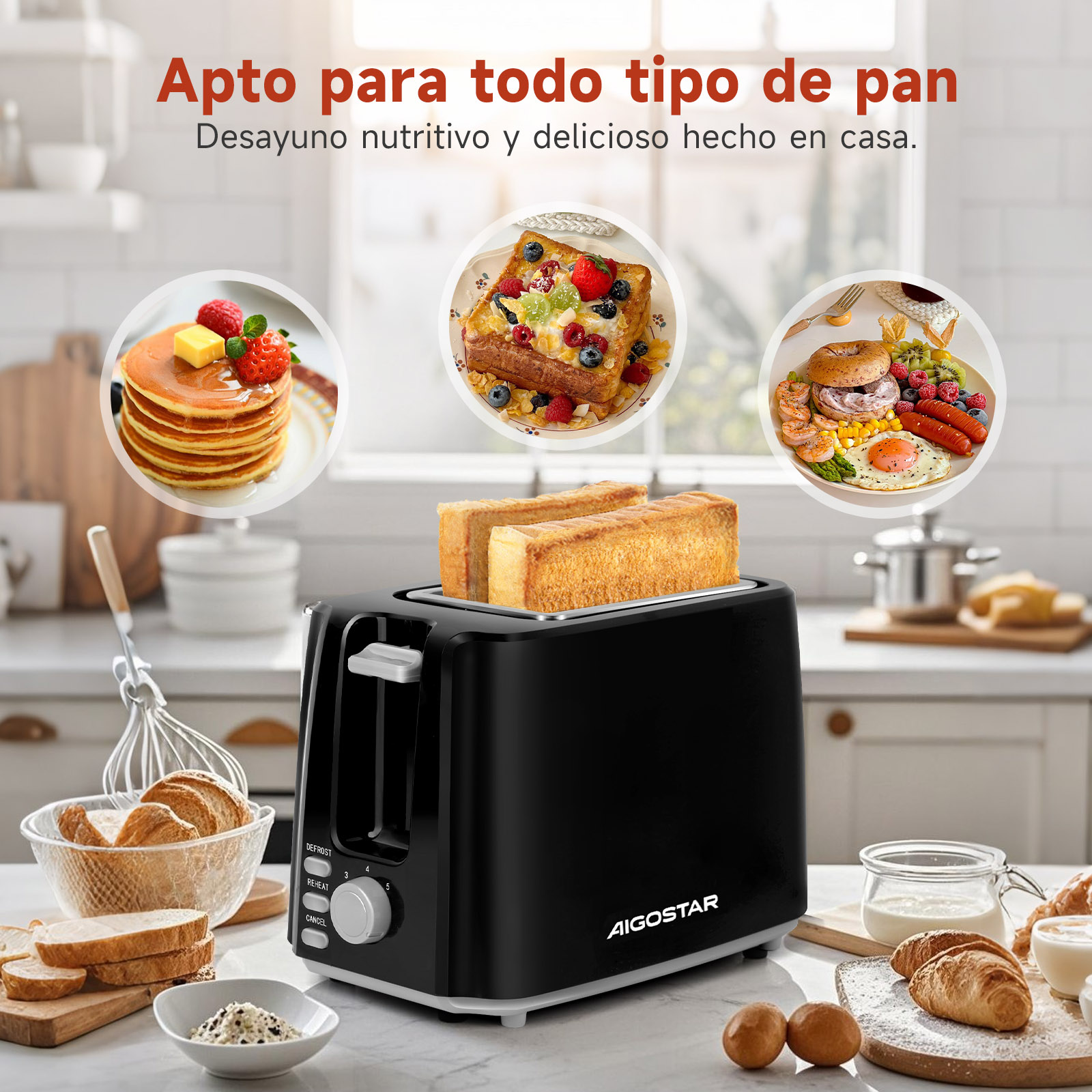 Foto 5 pulgar | Tostadora 750w 2 Rebanadas 7 Niveles De Tostado Negra