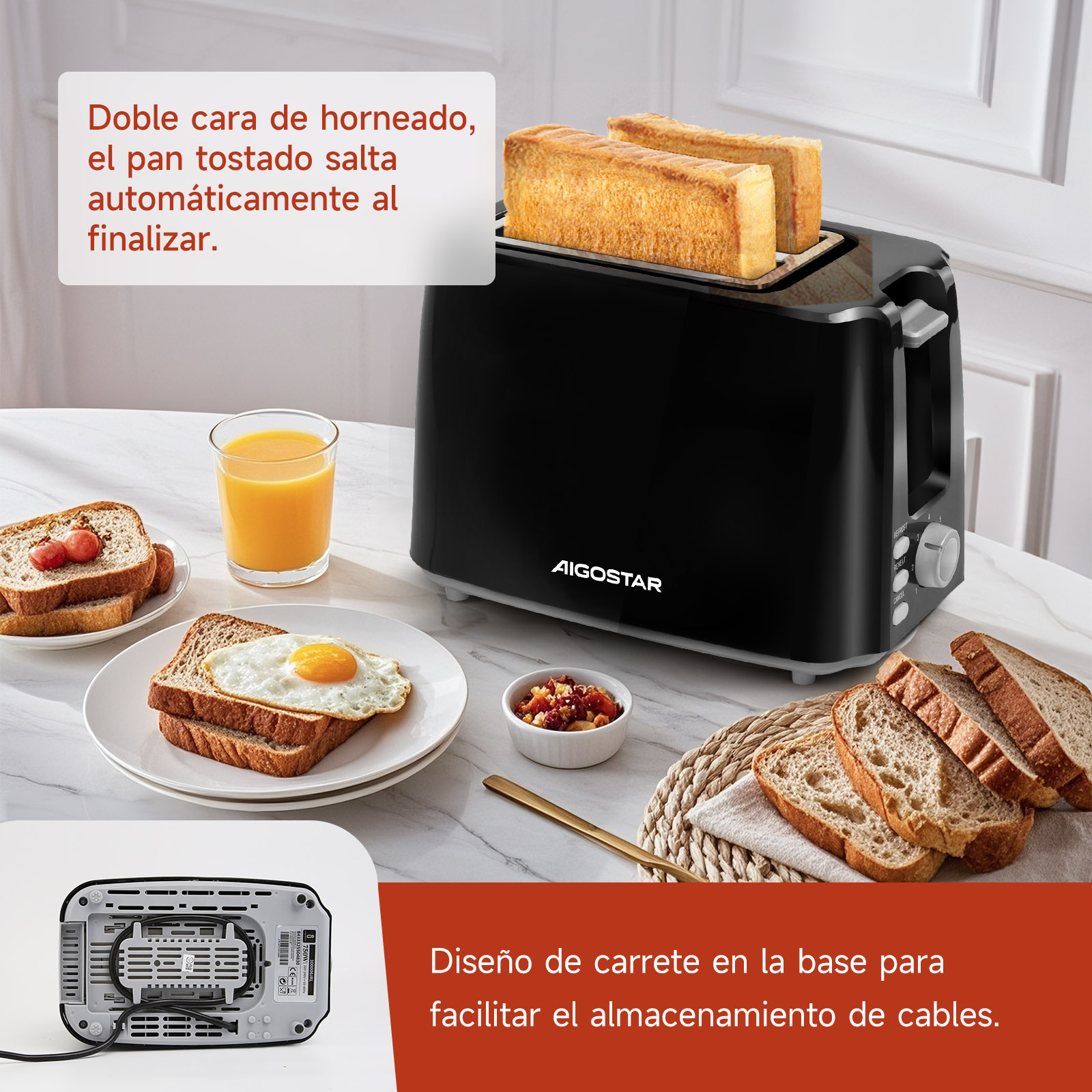 Foto 6 pulgar | Tostadora 750w 2 Rebanadas 7 Niveles De Tostado Negra