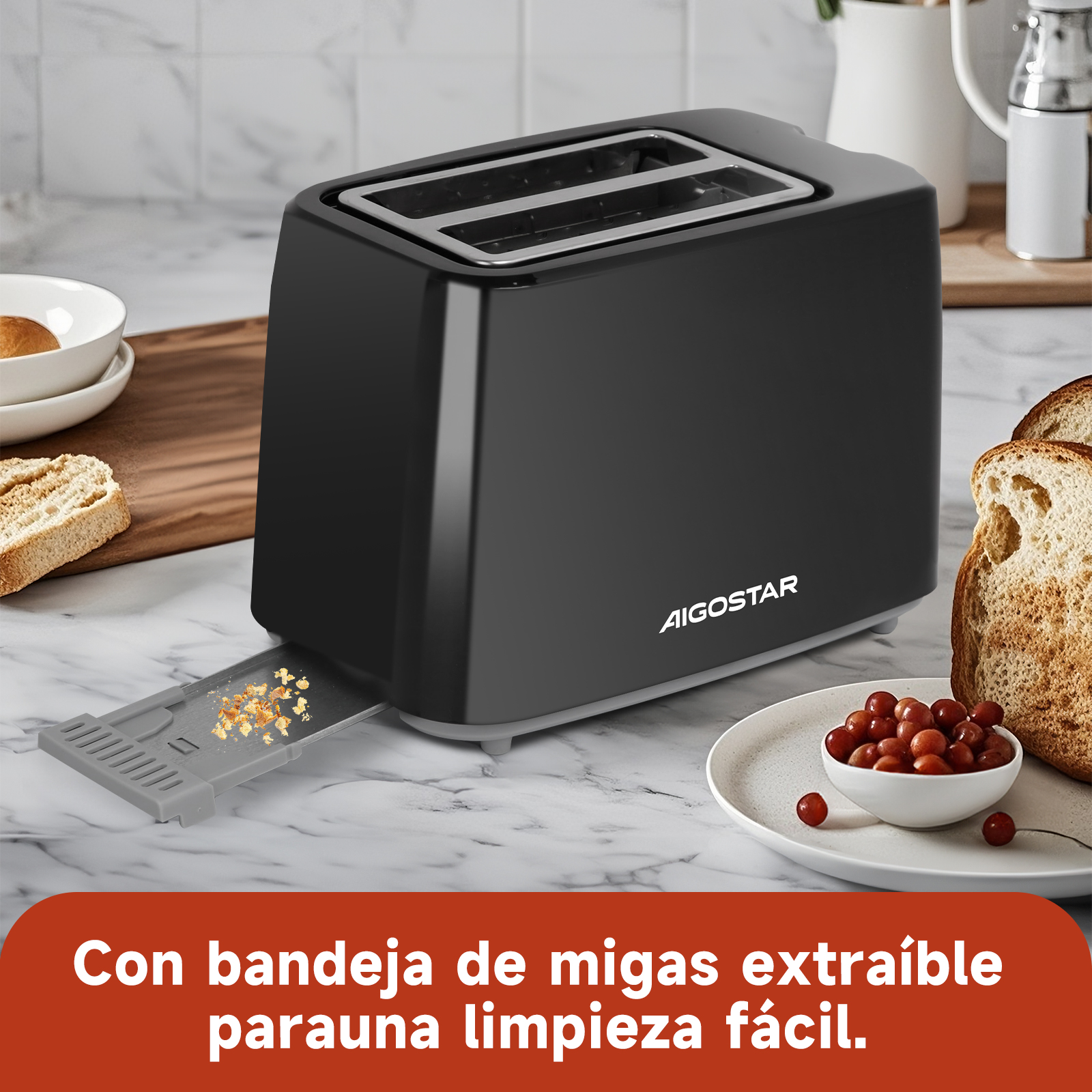 Foto 8 pulgar | Tostadora 750w 2 Rebanadas 7 Niveles De Tostado Negra
