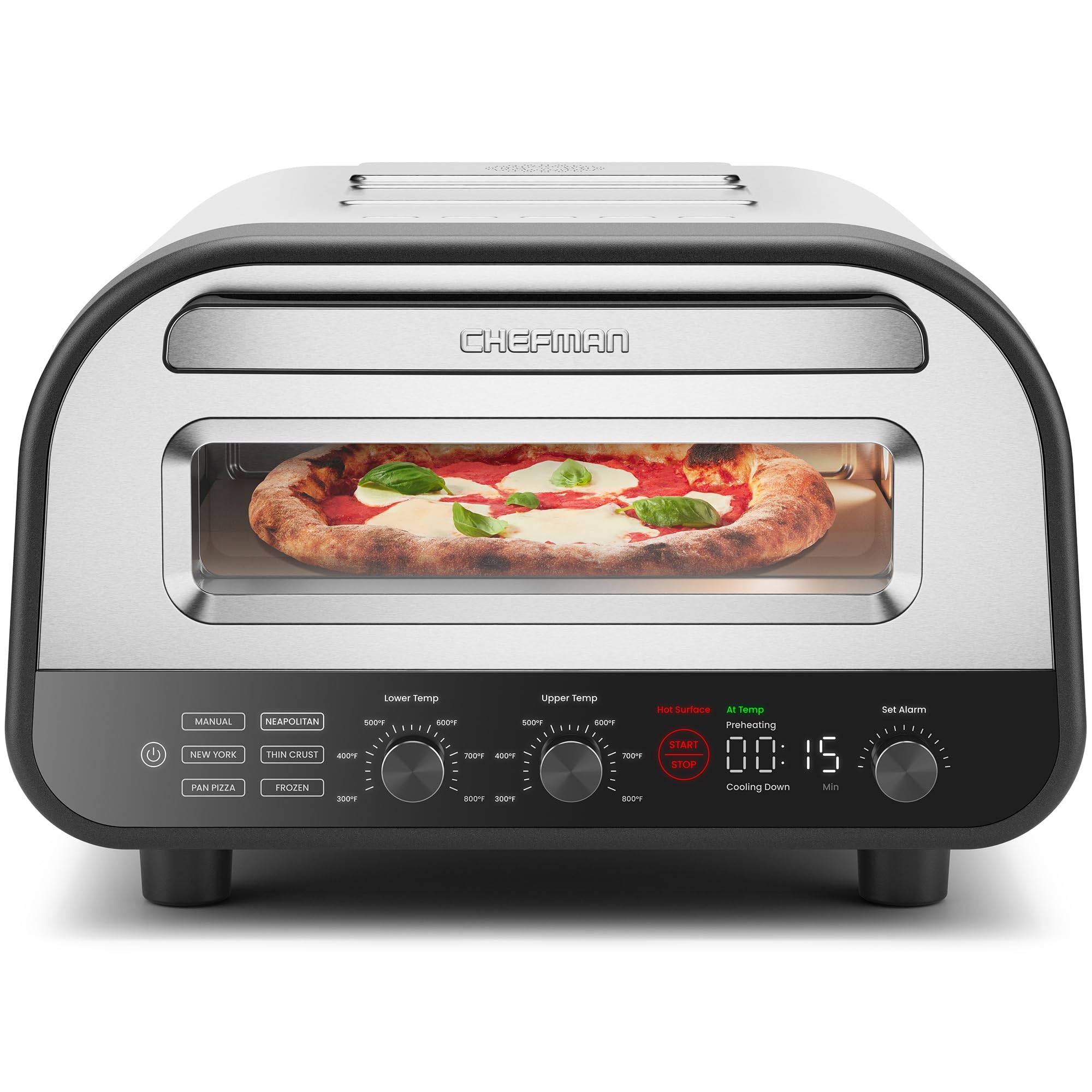 Foto 2 pulgar | Horno Eléctrico Para Pizza Chefman Para Interiores, 800 °f, 30 Cm, Con Piedra Y Cáscara - Venta Internacional.