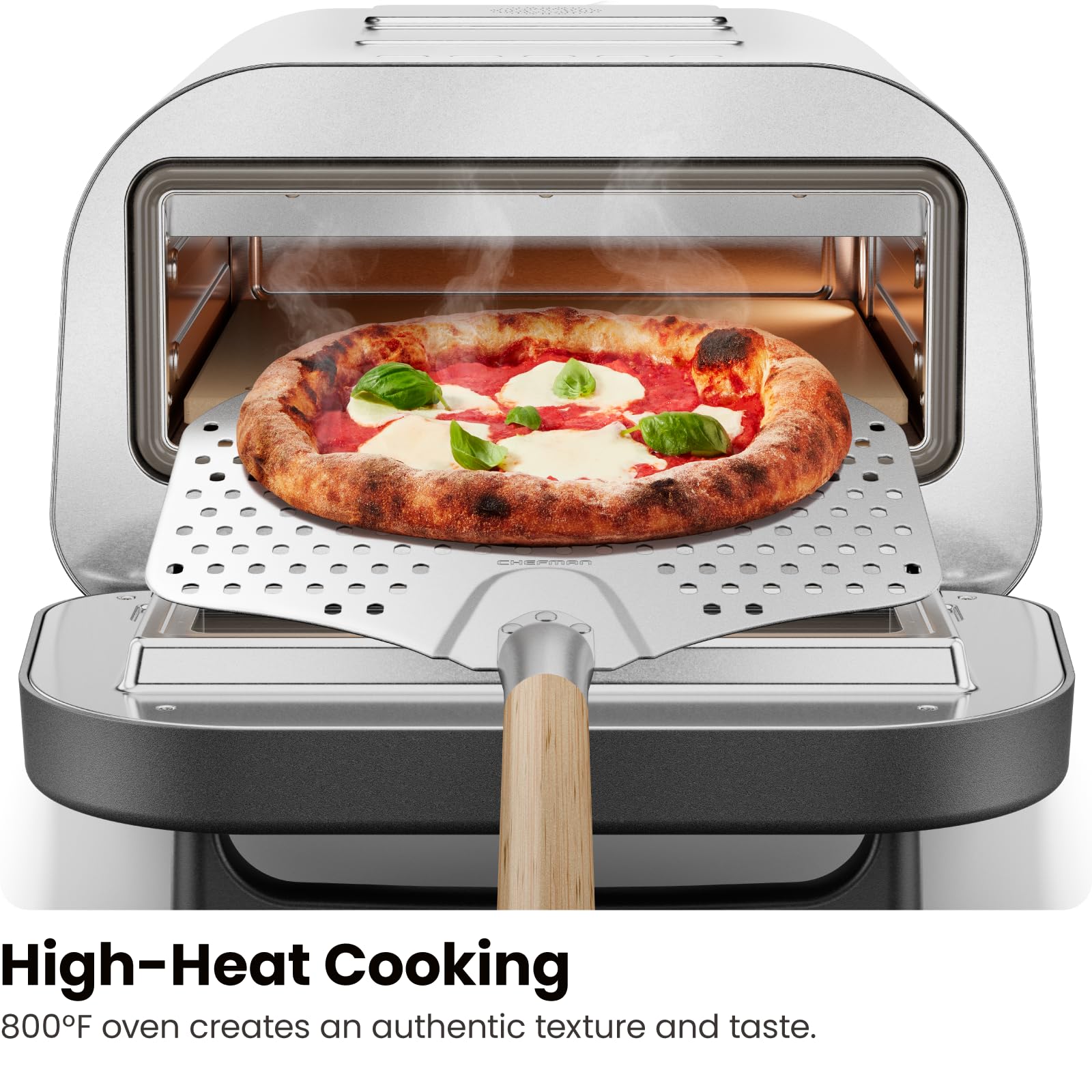Foto 5 pulgar | Horno Eléctrico Para Pizza Chefman Para Interiores, 800 °f, 30 Cm, Con Piedra Y Cáscara - Venta Internacional.