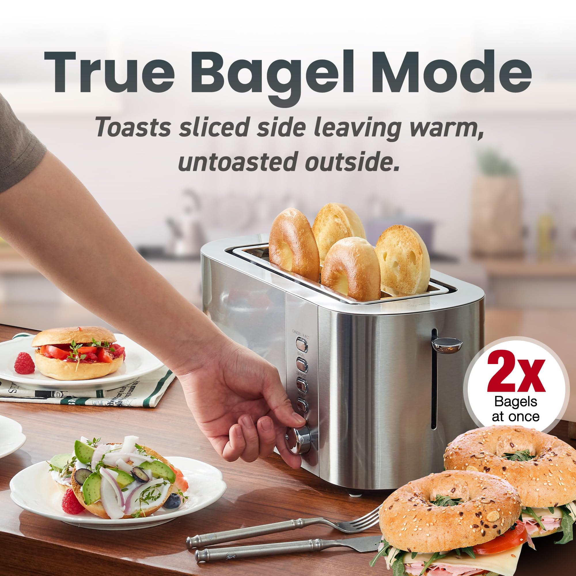 Foto 4 | Toaster Elite Gourmet Ect4123  Ranura Larga  4 Rebanadas  Acero Inoxidable - Venta Internacional.