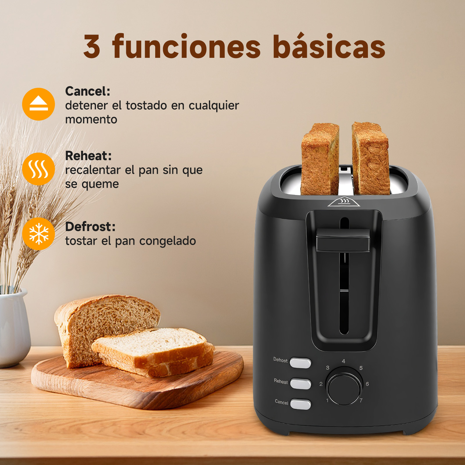 Foto 2 | Tostadora De Pan 4 Rebanadas 1400w  7 Niveles Ajustables