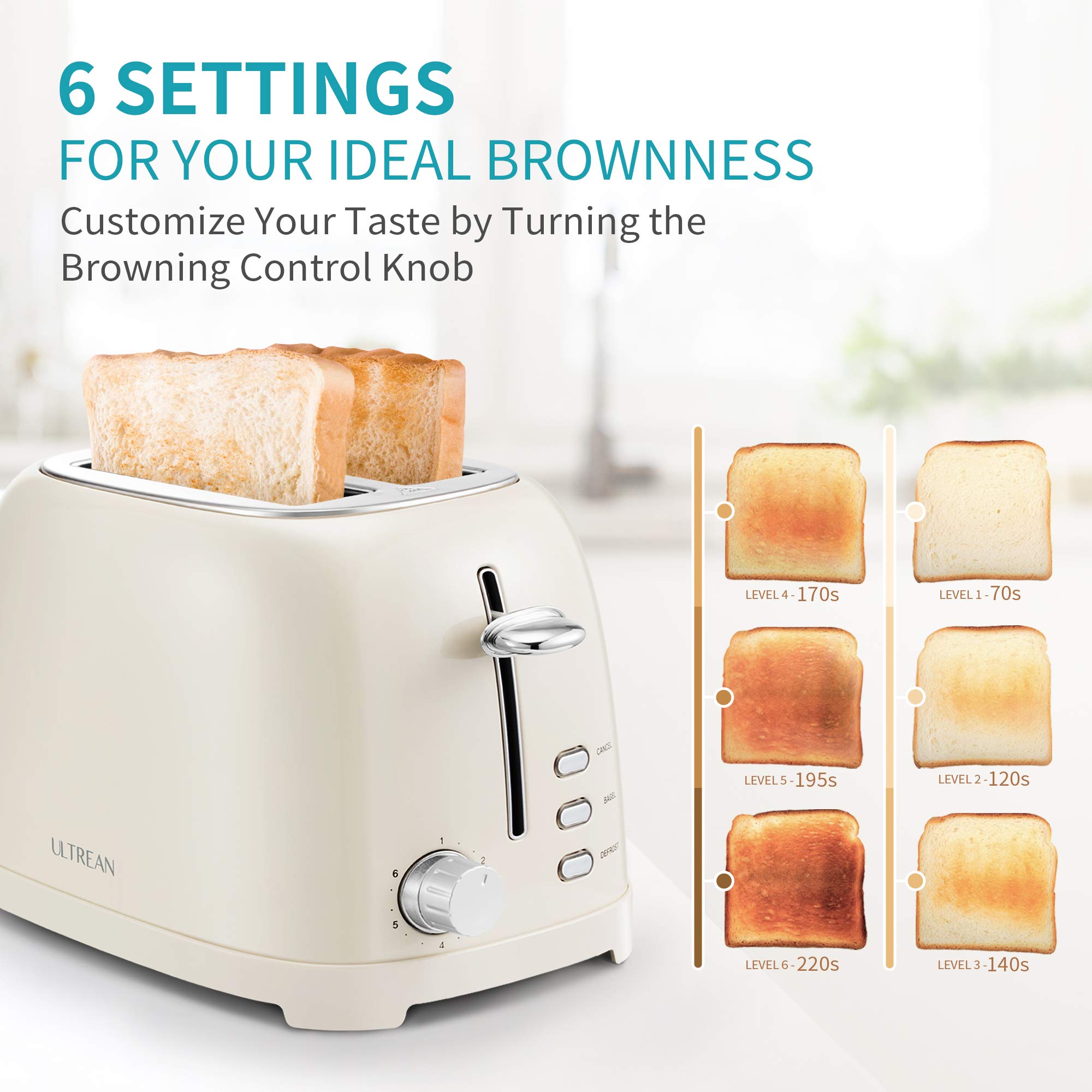 Foto 3 | Toaster Ultrean De Acero Inoxidable Con Ranura Ancha De 2 Rebanadas Y Bandeja