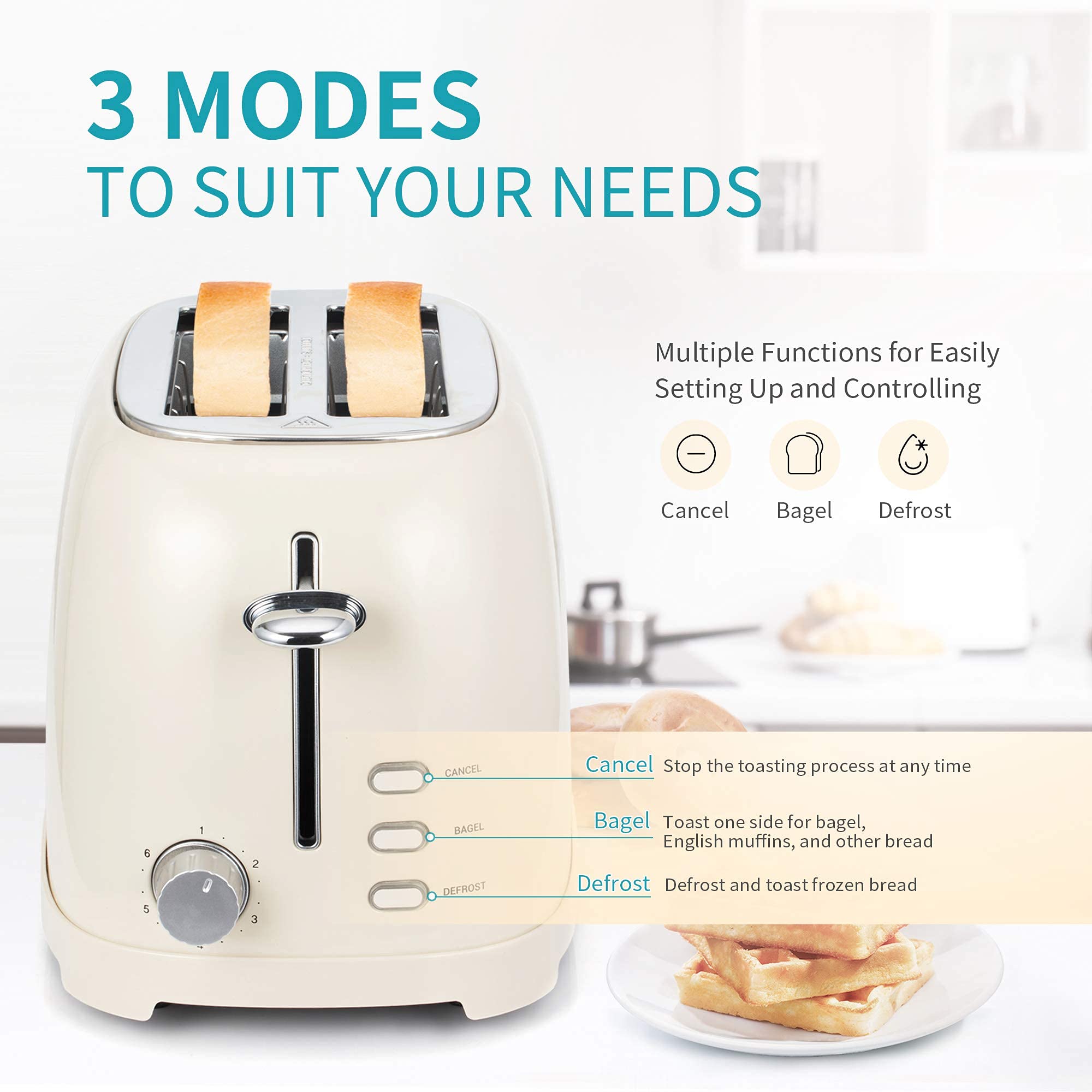 Foto 5 | Toaster Ultrean De Acero Inoxidable Con Ranura Ancha De 2 Rebanadas Y Bandeja