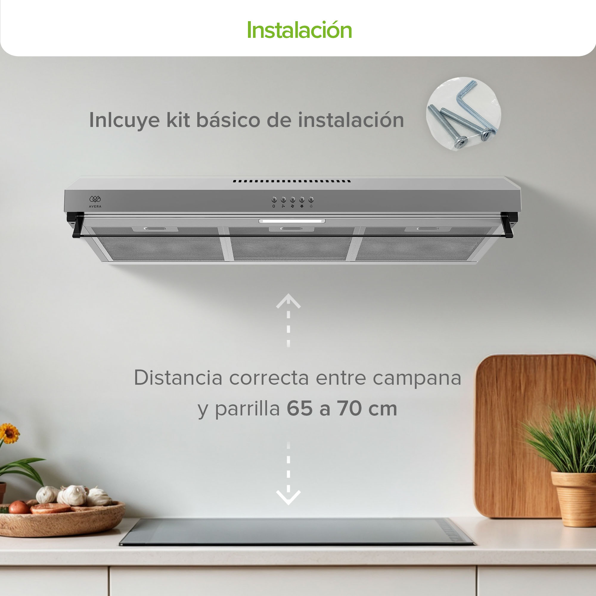 Foto 7 | Campana Extractora De Pared 80 CM Avera Cea80 Plateada