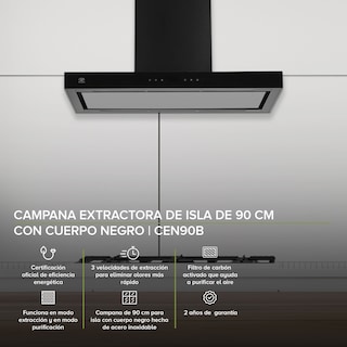 Foto 2 | Campana Extractora Purificadora Avera Cen90b de Isla 90 cm - color Negro