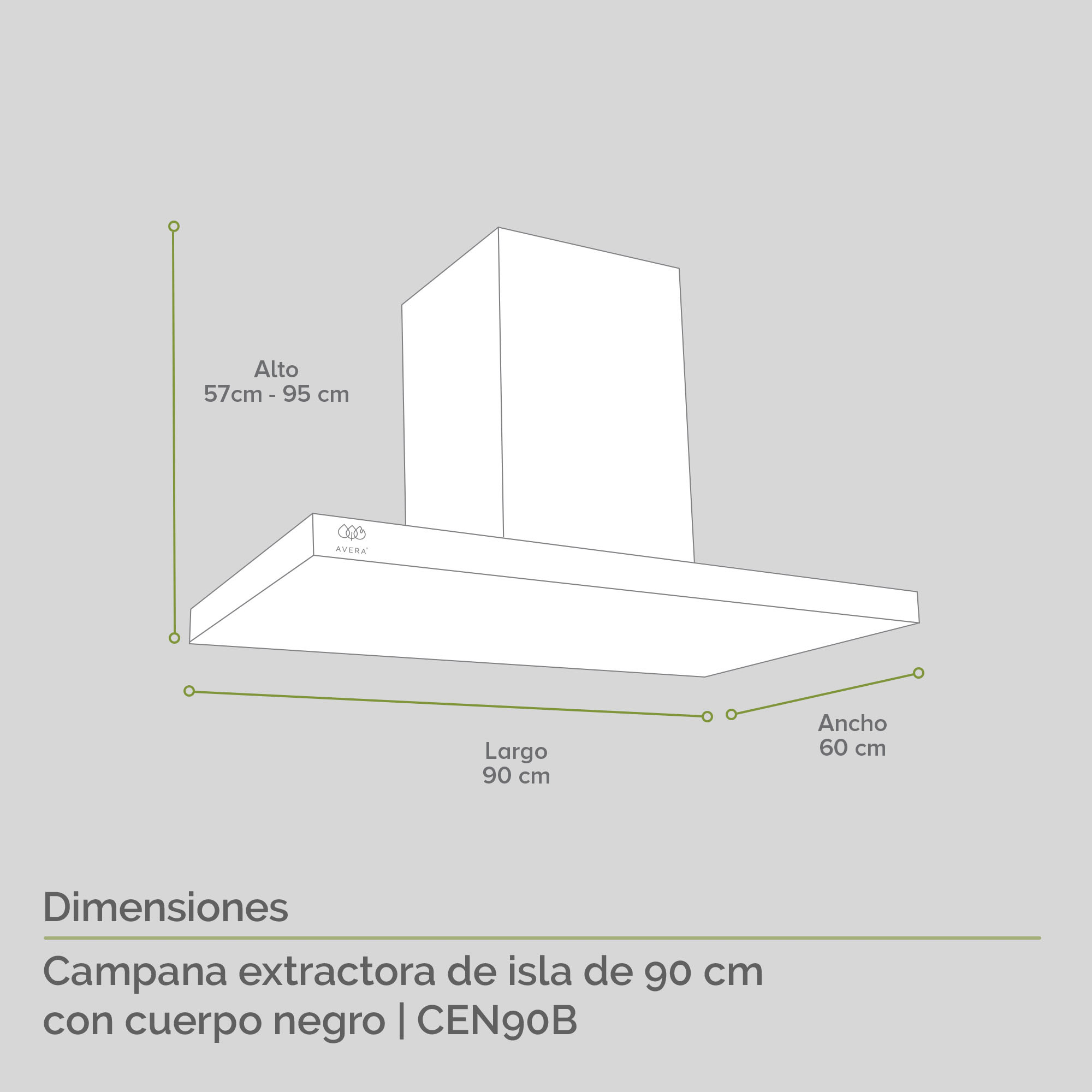Foto 4 pulgar | Campana Extractora Purificadora Avera Cen90b de Isla 90 cm - color Negro