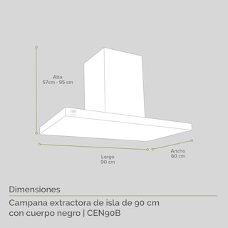 Foto 3 | Campana Extractora Purificadora Avera Cen90b de Isla 90 cm - color Negro
