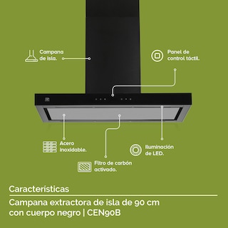 Foto 4 | Campana Extractora Purificadora Avera Cen90b de Isla 90 cm - color Negro