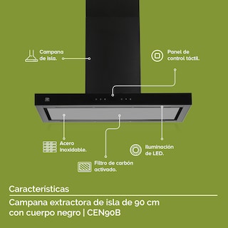 Foto 5 | Campana Extractora Purificadora Avera Cen90b de Isla 90 cm - color Negro