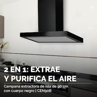 Foto 6 | Campana Extractora Purificadora Avera Cen90b de Isla 90 cm - color Negro