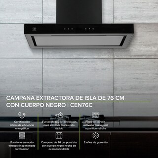 Foto 2 | Campana Extractora Purificadora Avera Cen76c De Isla 76 Cm - color Negro