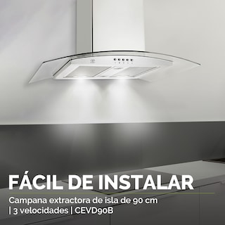 Foto 5 | Campana Extractora De Isla 90 CM Avera Cevd90b - Color Plata