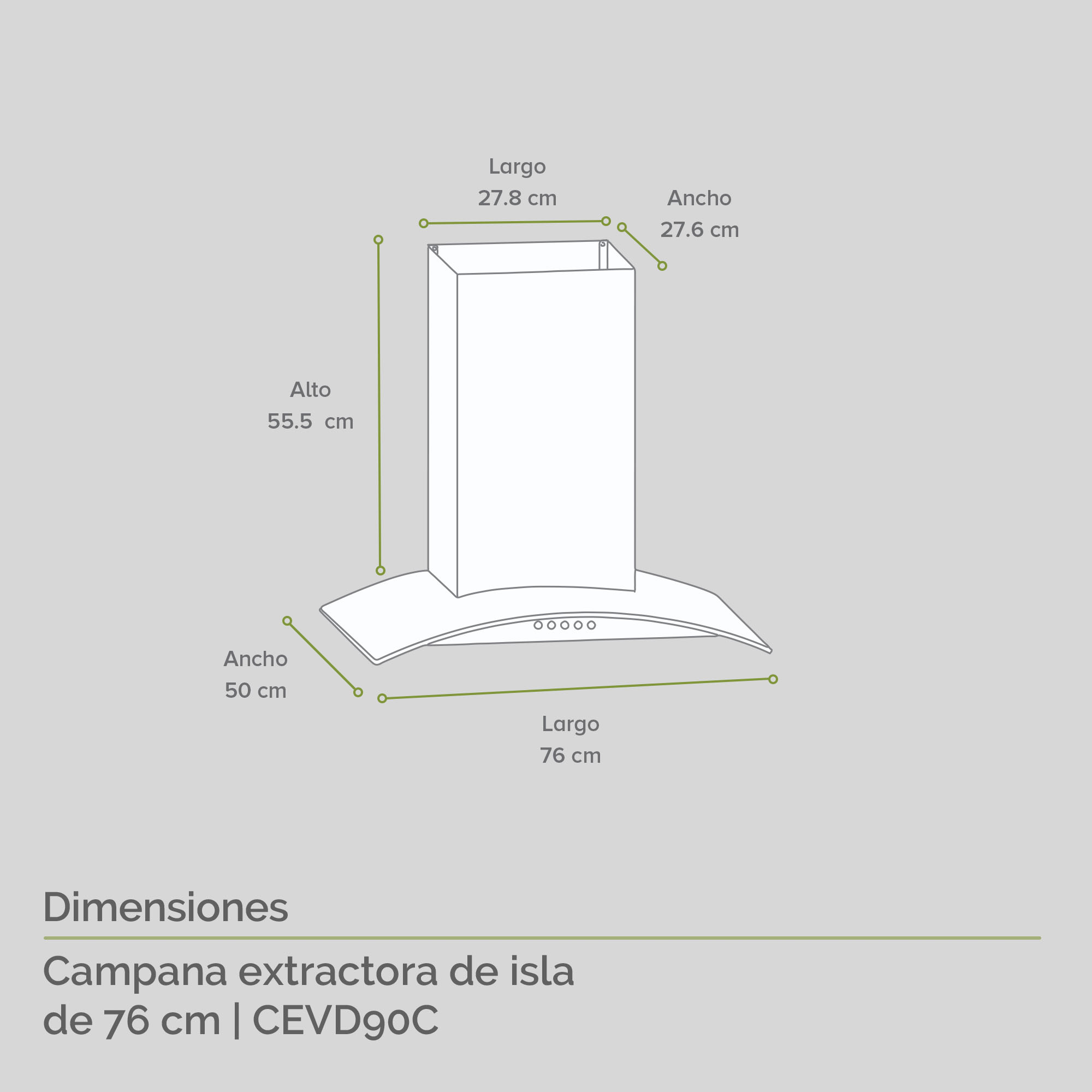 Foto 4 pulgar | Campana Extractora de Isla Avera Cevd90c color Plata