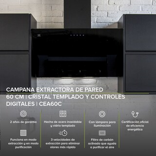 Foto 2 | Campana Extractora de Pared Avera Cea60c color Negro