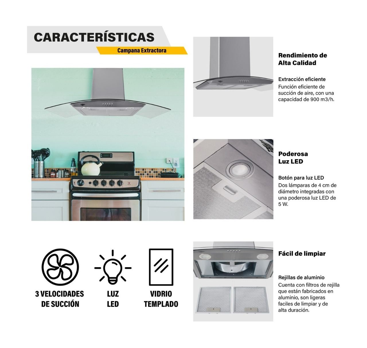 Foto 3 | Campana Extractora de Acero Inoxidable Gutstark color Plata