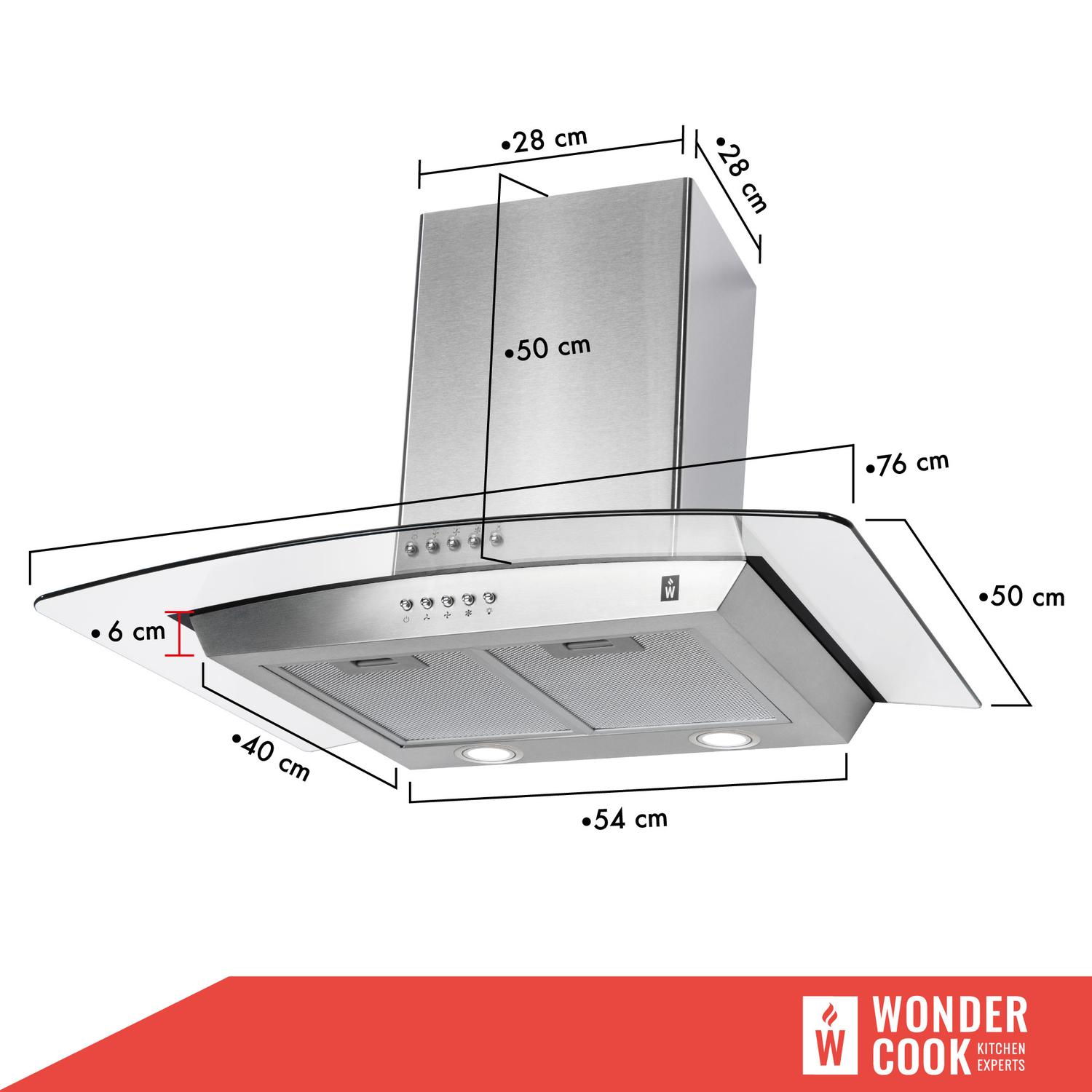 Foto 4 pulgar | Campana Extractora de Cocina Wonder Cook color Plata Vidrio Templado