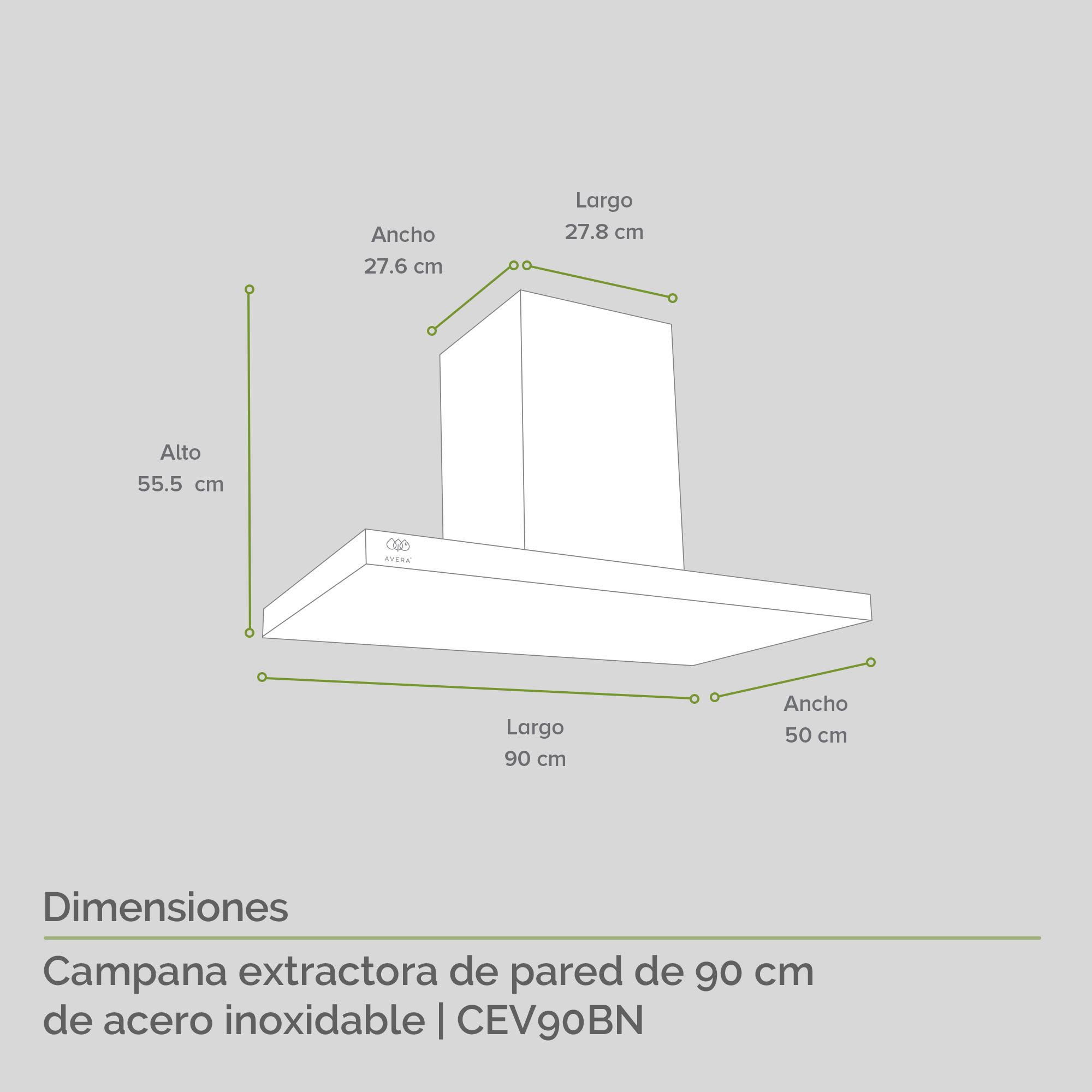 Foto 3 | Campana Extractora de Pared Avera CEV90BN color Negro 90 cm