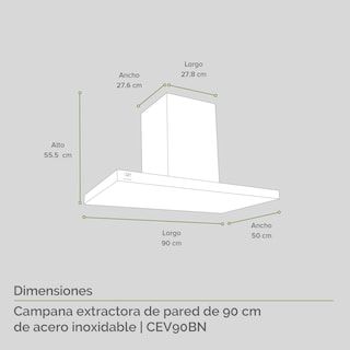 Foto 3 | Campana Extractora de Pared Avera CEV90BN color Negro 90 cm
