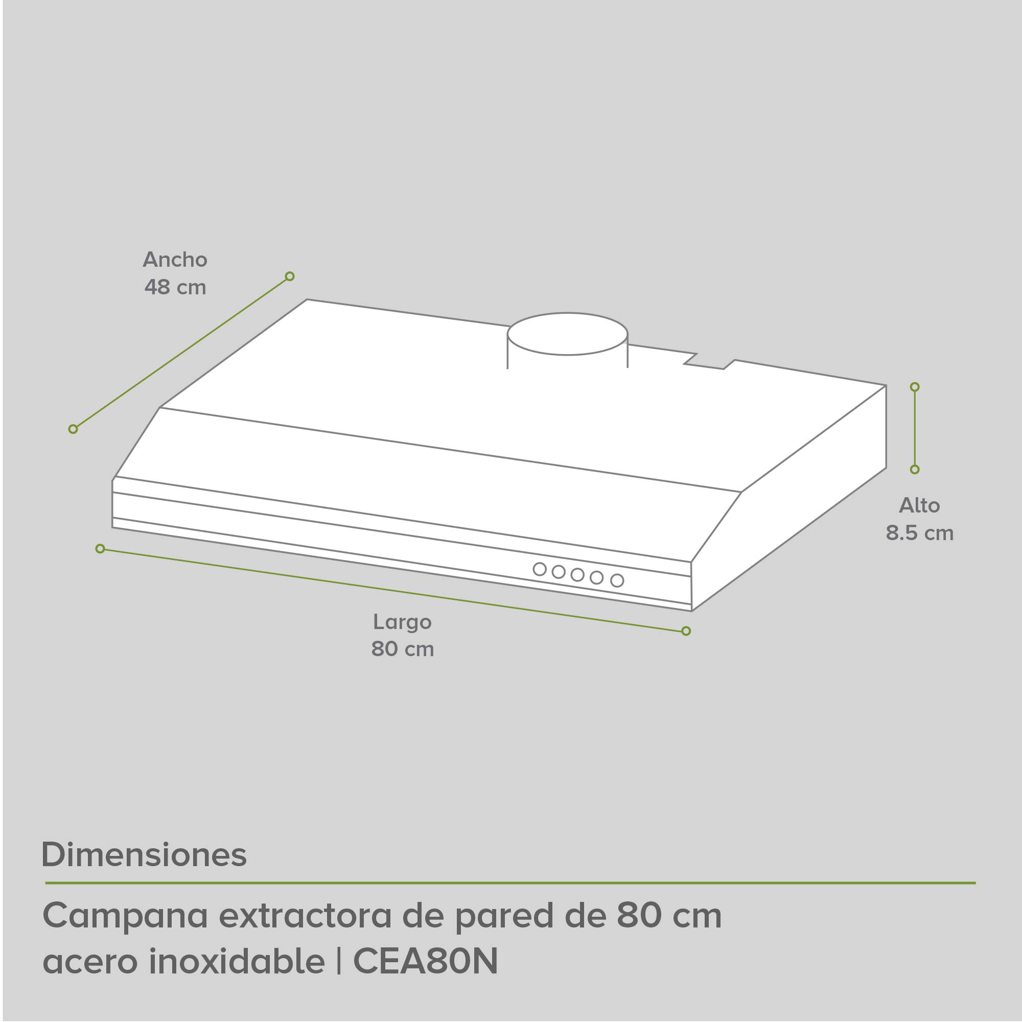 Foto 3 | Campana Extractora de Pared Avera CEA80N color Negro 80 cm