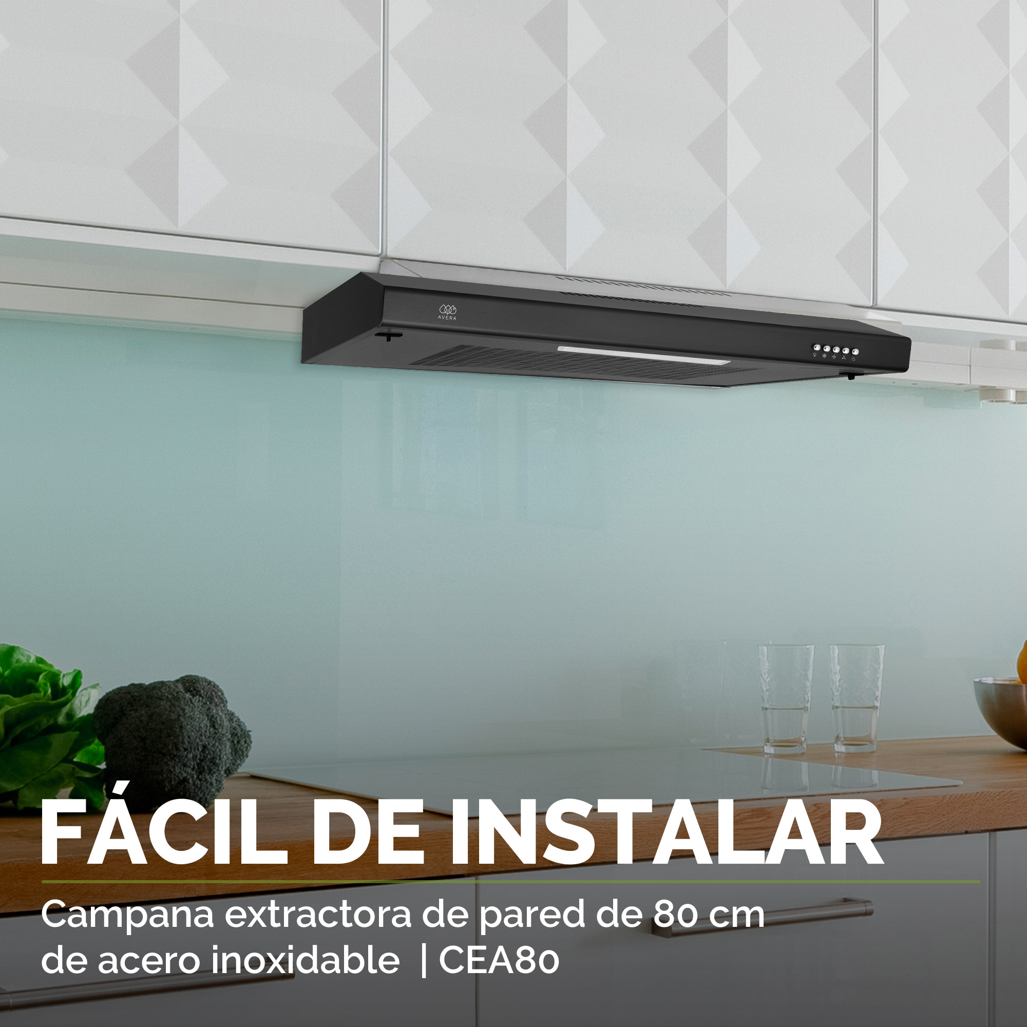 Foto 5 | Campana Extractora de Pared Avera CEA80N color Negro 80 cm