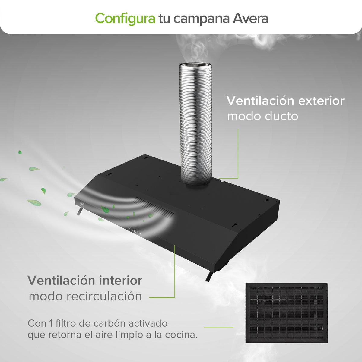 Foto 8 pulgar | Campana Extractora De Pared 80 Cm Avera Cea80n Negra